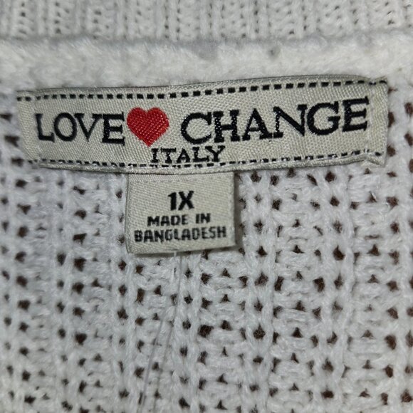 25058 NWT!!! LOVE CHANGE ITALY Kelly Green & White Stripe Sweater 1X - Picture 9 of 10